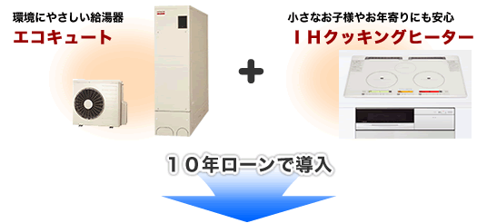 エコキュートとIHクッキングヒーターを10年ローンで購入